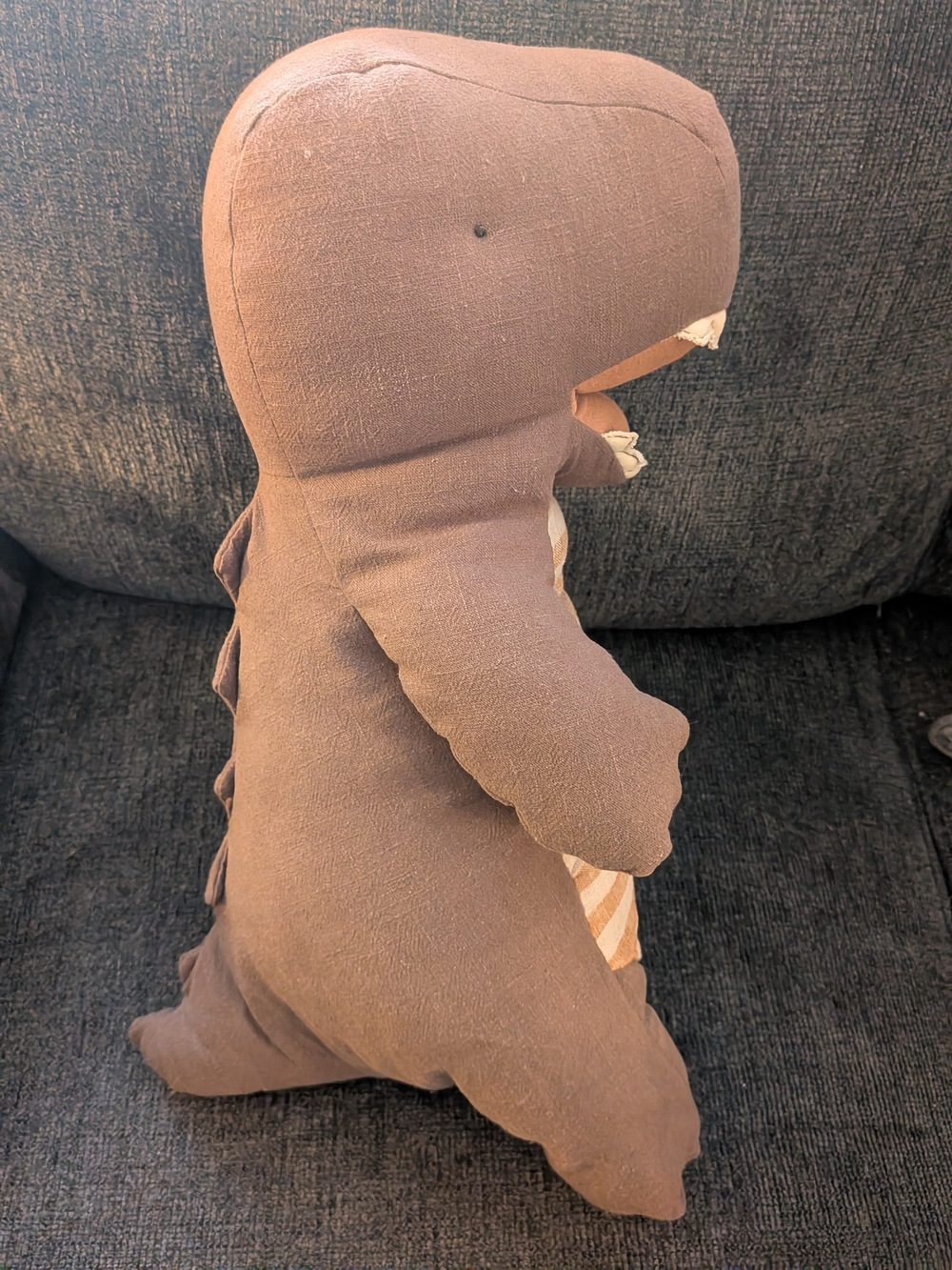Maileg Gantosaurus Plush Dinosaur Big Large Chocolate Brown Striped Belly 17" - Picture 6 of 10